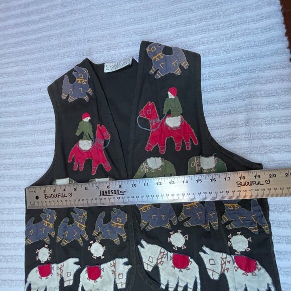 Passports of Pier 1 Imports Women's Vintage Vest Embroidered Animal Black Small - Picture 6 of 8